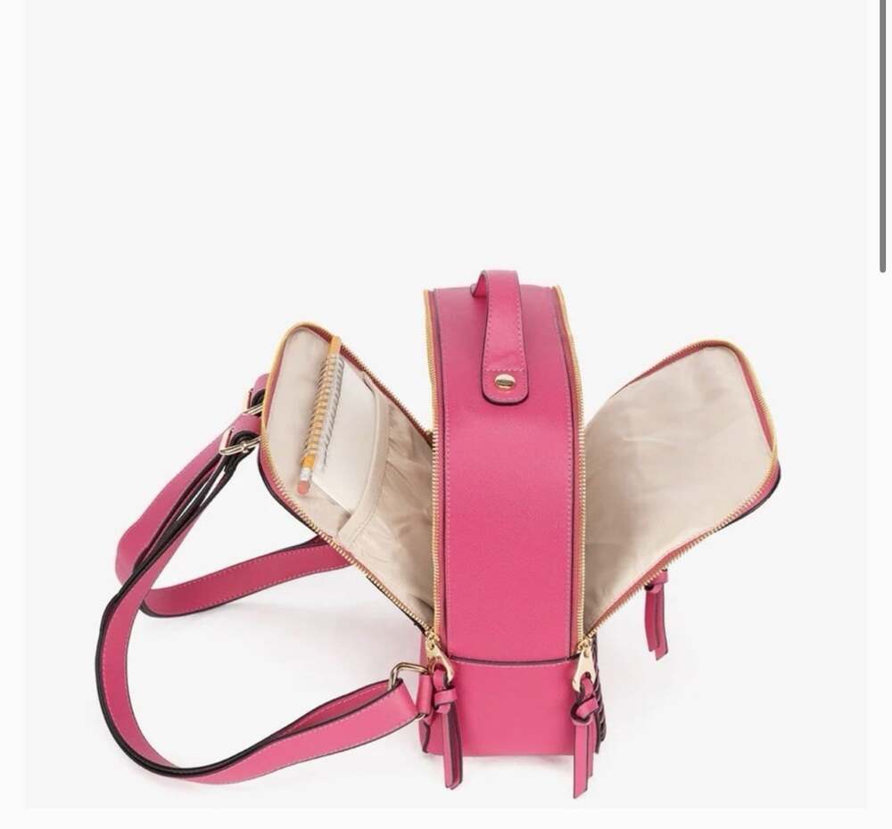 CALPAK Pink Woven Trim CalpakPink Mini Backpack NWT-B9 - Picture 4 of 11